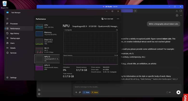 NPU usage screenshot